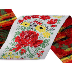 Banda cu motiv tradițional lățime 10 cm - Gri verzui deschis (1 Metru)