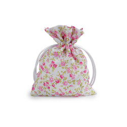 Saculet cadou cu flori 10x13 cm - Roz deschis (10 Bucăți)