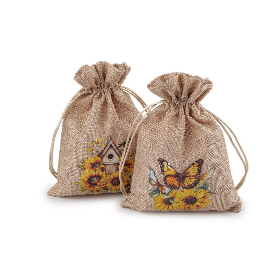 Săculeț cadou floarea-soarelui 13x18 cm imitație de iută - Ecru natural (40 Bucăți) Săculeț cadou floarea-soarelui 13x18 cm imitație de iută - Ecru natural (40 Bucăți)