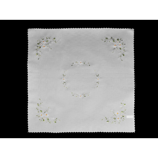 Față de masă textilă brodată 86x86 cm - Alb (1 Bucată)