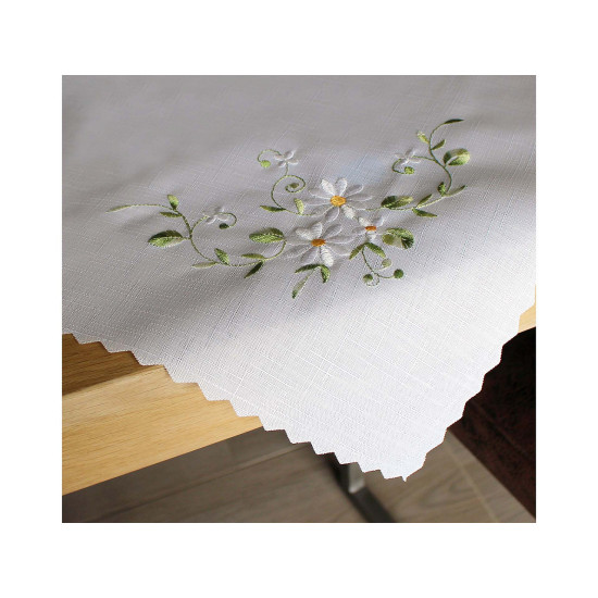Față de masă textilă brodată 86x86 cm - Alb (1 Bucată)