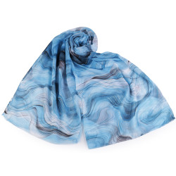 Eșarfă / șal de vară cu imprimeu auriu 70x175 cm - Albastru azur (1 Bucată)