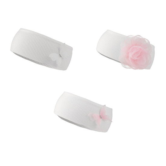 Bentiță de păr din bumbac pentru bebeluși cu decorațiuni - Off white (3 Bucăți) Bentiță de păr din bumbac pentru bebeluși cu decorațiuni - Off white (3 Bucăți)
