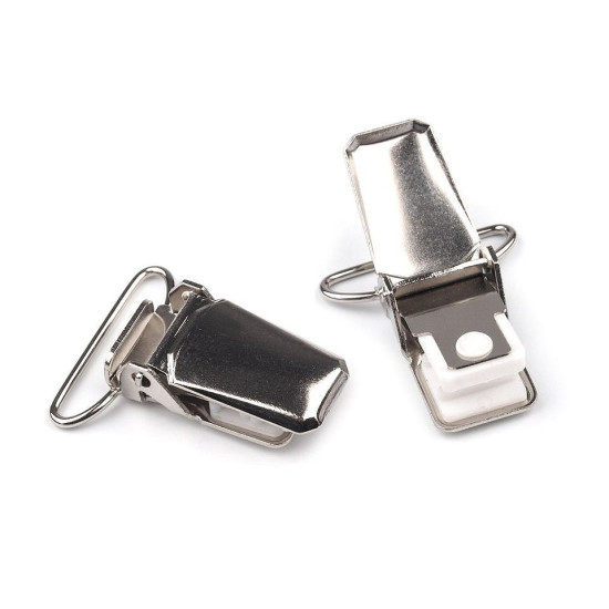 Clips pentru bretele, lățime 24 mm - Nichel (100 Bucăți) Clips pentru bretele, lățime 24 mm - Nichel (100 Bucăți)