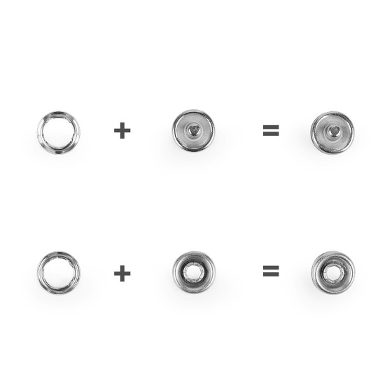Capse metalice, ø10 mm - Nichel (500 Seturi)