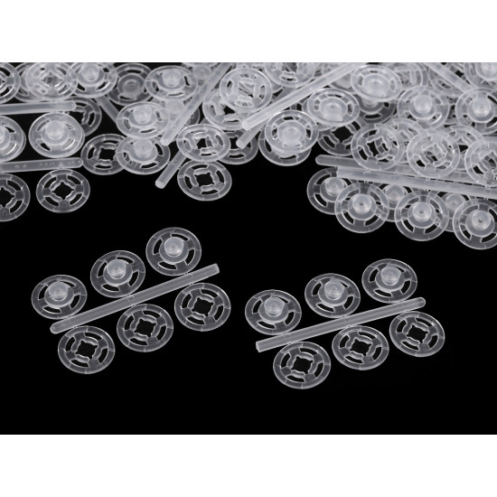 Capse de cusut din plastic, ø7 mm - ø15 mm - Transparent (100 Buchete) Capse de cusut din plastic, ø7 mm - ø15 mm - Transparent (100 Buchete)