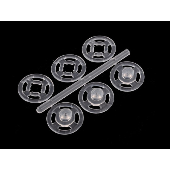 Capse de cusut din plastic, ø7 mm - ø15 mm - Transparent (100 Buchete) Capse de cusut din plastic, ø7 mm - ø15 mm - Transparent (100 Buchete)