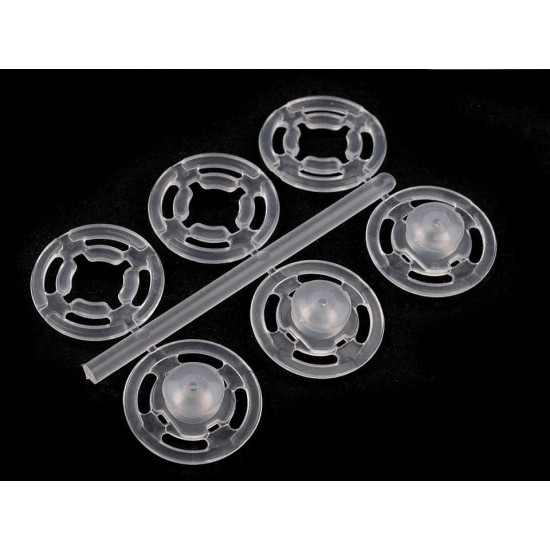 Capse de cusut din plastic, ø7 mm - ø15 mm - Transparent (100 Buchete) Capse de cusut din plastic, ø7 mm - ø15 mm - Transparent (100 Buchete)