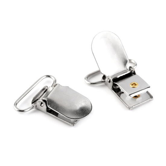 Clips pentru bretele, lățime 24 mm - Nichel (50 Bucăți)