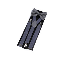 Set bărbătesc bretele și papion - Gri oțel (1 Set)