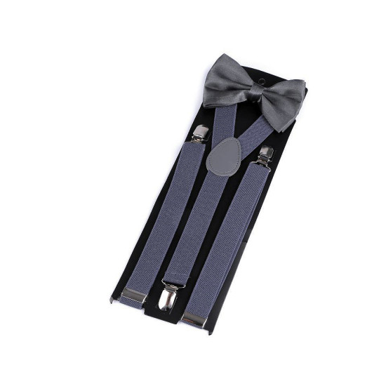 Set bărbătesc bretele și papion - Negru (4 Seturi)