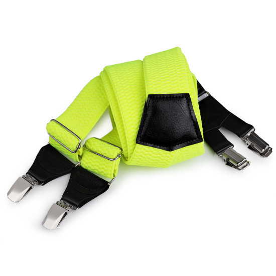 Bretele pantaloni 120 cm neon - Negru (1 Bucată)
