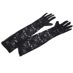 Mănuși lungi din dantelă - Negru (1 Pereche)