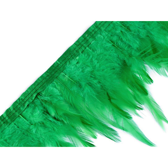 Bandă din pene de cocoș 8-12 cm - Verde irlandez (10 Metri) Bandă din pene de cocoș 8-12 cm - Verde irlandez (10 Metri)