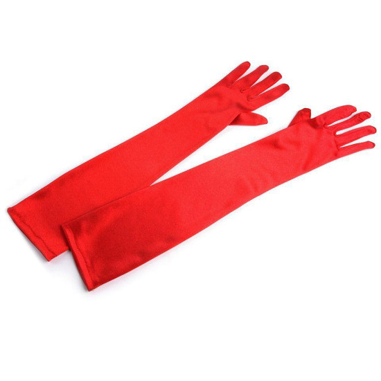 Mănuși lungi din satin - Alb (1 Pereche)