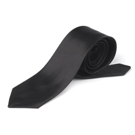 Cravată satin - Negru (6 Bucăți) Cravată satin - Negru (6 Bucăți)