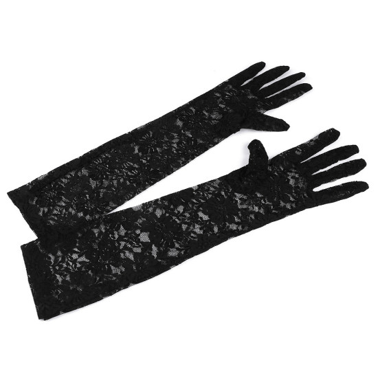 Mănuși lungi din dantelă - Alb lăptos (1 Pereche)