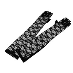 Mănuși lungi din dantelă - Negru (1 Pereche)