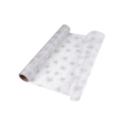 Organza decorativă cu sclipici, lățime 36 cm - Alb (1 Metru)