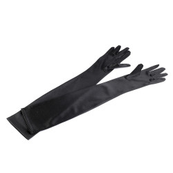 Mănuși de ocazie satinate - Negru (1 Pereche)