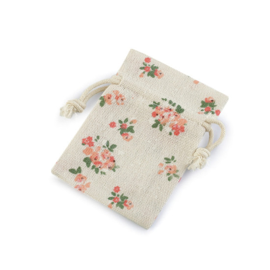 Săculeţ bumbac, imprimeu floral, 10x12 cm - Ecru deschis (30 Bucăți) Săculeţ bumbac, imprimeu floral, 10x12 cm - Ecru deschis (30 Bucăți)