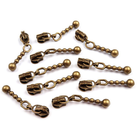 Cursor fermoar spiralat, no 3 - Alamă antică (100 Bucăți) Cursor fermoar spiralat, no 3 - Alamă antică (100 Bucăți)