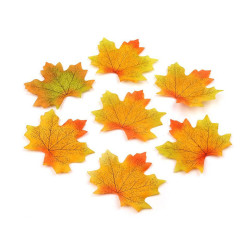 Frunze de arţar decorative, 8x8 cm - Orange-yellow (10 Bucăți)