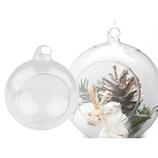 Terariu glob de sticlă, ø10 cm - Transparent (3 Bucăți)