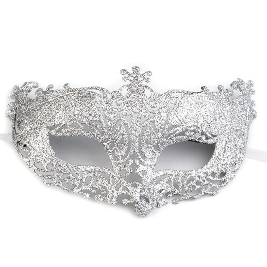 Mască de carnaval cu sclipici - Negru (1 Bucată) Mască de carnaval cu sclipici - Negru (1 Bucată)