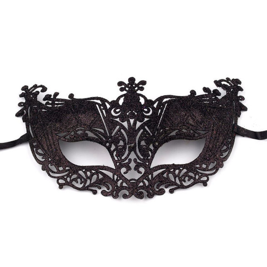 Mască de carnaval cu sclipici - Negru (1 Bucată) Mască de carnaval cu sclipici - Negru (1 Bucată)