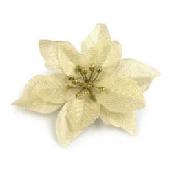 Crăciuniță decorativă cu lurex, ø14 cm - Auriu deschis (1 Bucată)