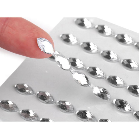 Strasuri autoadezive, model eliptic, 5x10 mm - Cristal (1 Card) Strasuri autoadezive, model eliptic, 5x10 mm - Cristal (1 Card)