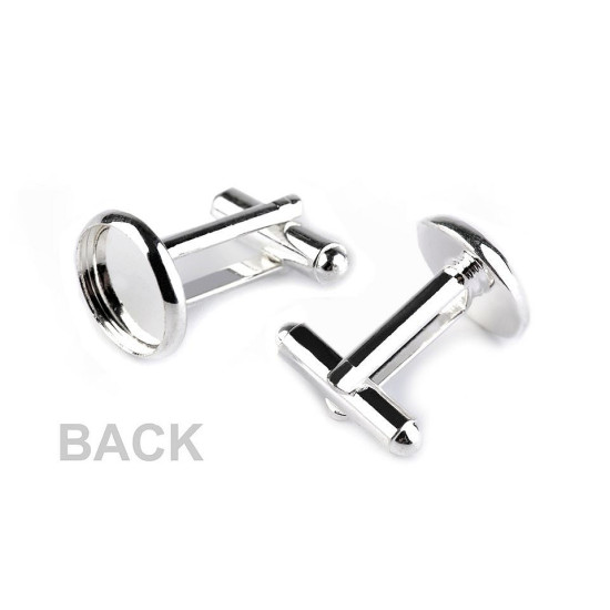 Bază butoni de manșetă, ø14 mm - Argintiu deschis (50 Bucăți) Bază butoni de manșetă, ø14 mm - Argintiu deschis (50 Bucăți)