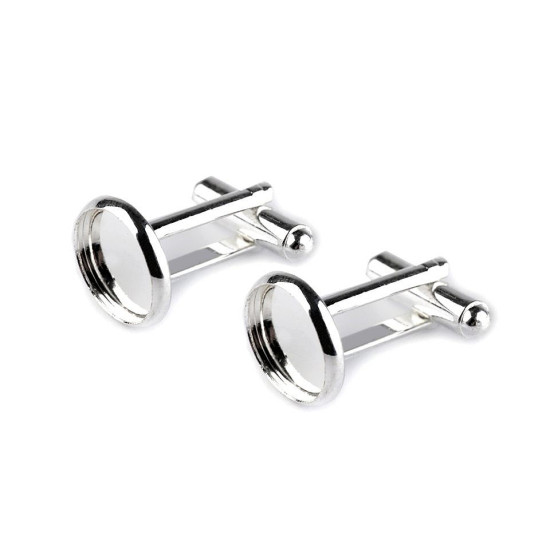 Bază butoni de manșetă, ø14 mm - Argintiu deschis (50 Bucăți) Bază butoni de manșetă, ø14 mm - Argintiu deschis (50 Bucăți)