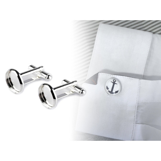 Bază butoni de manșetă, ø14 mm - Argintiu deschis (50 Bucăți) Bază butoni de manșetă, ø14 mm - Argintiu deschis (50 Bucăți)