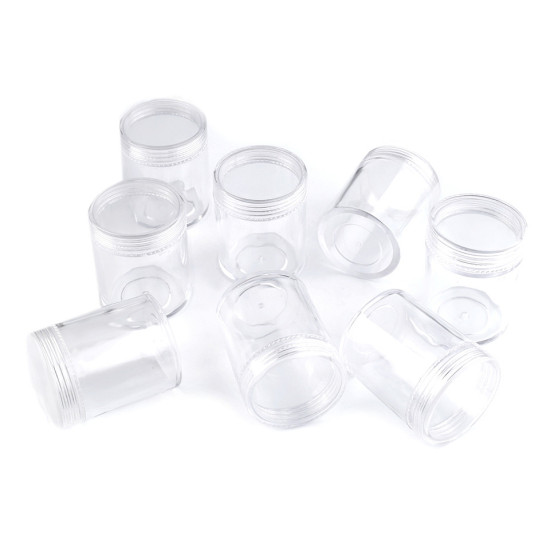 Cutie din plastic, capac cu filet, 3,8x4,7cm - Transparent (2 Bucăți) Cutie din plastic, capac cu filet, 3,8x4,7cm - Transparent (2 Bucăți)