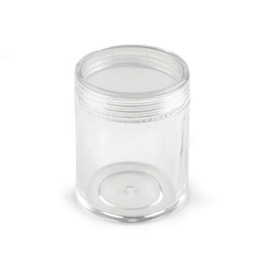 Cutie din plastic, capac cu filet, 3,8x4,7cm - Transparent (2 Bucăți) Cutie din plastic, capac cu filet, 3,8x4,7cm - Transparent (2 Bucăți)