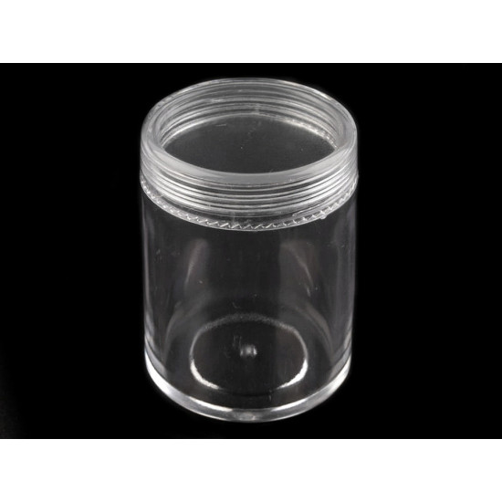 Cutie din plastic, capac cu filet, 3,8x4,7cm - Transparent (2 Bucăți) Cutie din plastic, capac cu filet, 3,8x4,7cm - Transparent (2 Bucăți)
