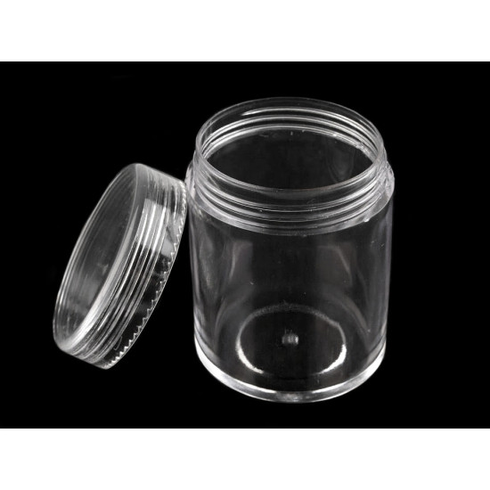 Cutie din plastic, capac cu filet, 3,8x4,7cm - Transparent (2 Bucăți) Cutie din plastic, capac cu filet, 3,8x4,7cm - Transparent (2 Bucăți)