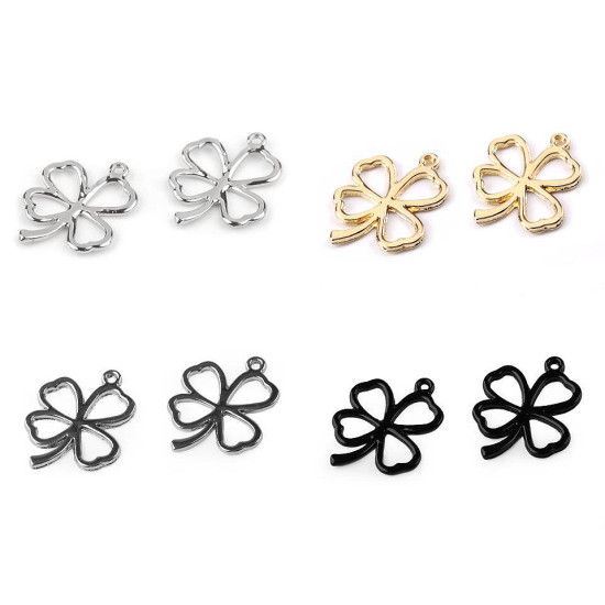 Pandantiv trifoi cu patru foi, 20x24 mm - Auriu deschis (2 Bucăți) Pandantiv trifoi cu patru foi, 20x24 mm - Auriu deschis (2 Bucăți)