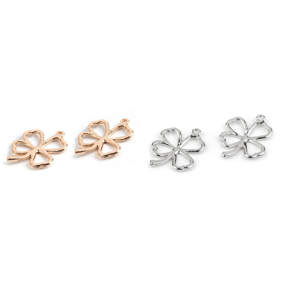 Pandantiv trifoi cu patru foi, 20x24 mm - Auriu deschis (2 Bucăți) Pandantiv trifoi cu patru foi, 20x24 mm - Auriu deschis (2 Bucăți)