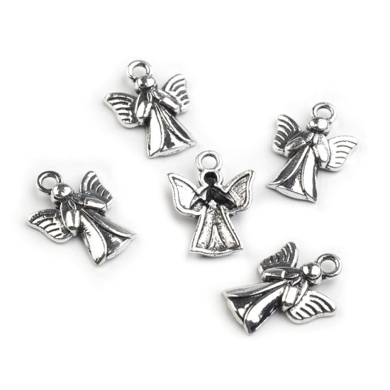 Pandantiv îngeraș, 15x20 mm - Platinum (5 Bucăți) Pandantiv îngeraș, 15x20 mm - Platinum (5 Bucăți)
