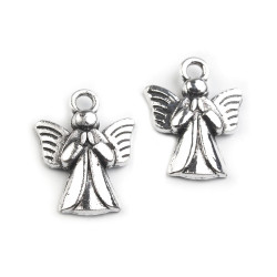 Pandantiv îngeraș, 15x20 mm - Platinum (5 Bucăți)