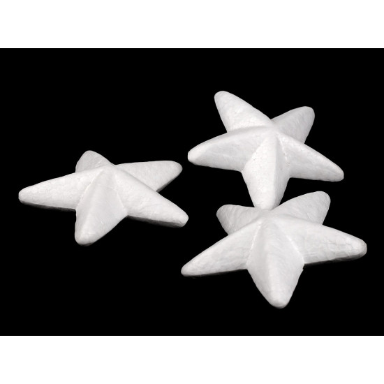 Stea din polistiren, ø8,5 cm - Alb (3 Bucăți) Stea din polistiren, ø8,5 cm - Alb (3 Bucăți)