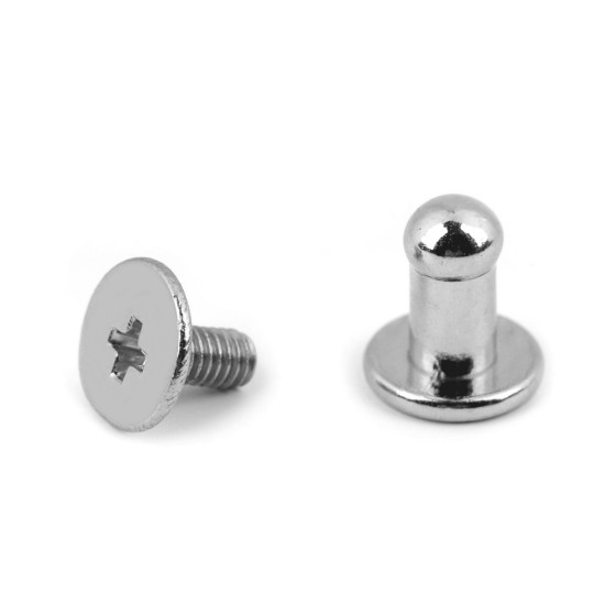 Butoni cu șurub pentru pielarie, ø4 mm - Alamă antică (5 Perechi)