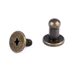 Butoni cu șurub pentru pielarie, ø4 mm - Alamă antică (200 Perechi)