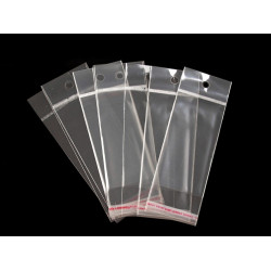 Pungi cu clapetă adezivă și agățătoare, 5x10 cm - Transparent (100 Bucăți)