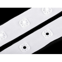 Bandă cu capse pentru confecții textile /  body, lățime 17 mm - Alb (1 Metru)