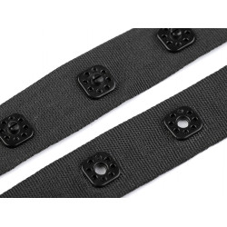 Bandă cu capse pentru confecții textile /  body, lățime 17 mm - Negru (1 Metru)