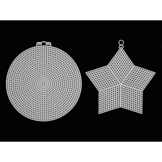 Plasă din plastic pentru brodat - cerc, stea - Alb (1 Bucată) Plasă din plastic pentru brodat - cerc, stea - Alb (1 Bucată)